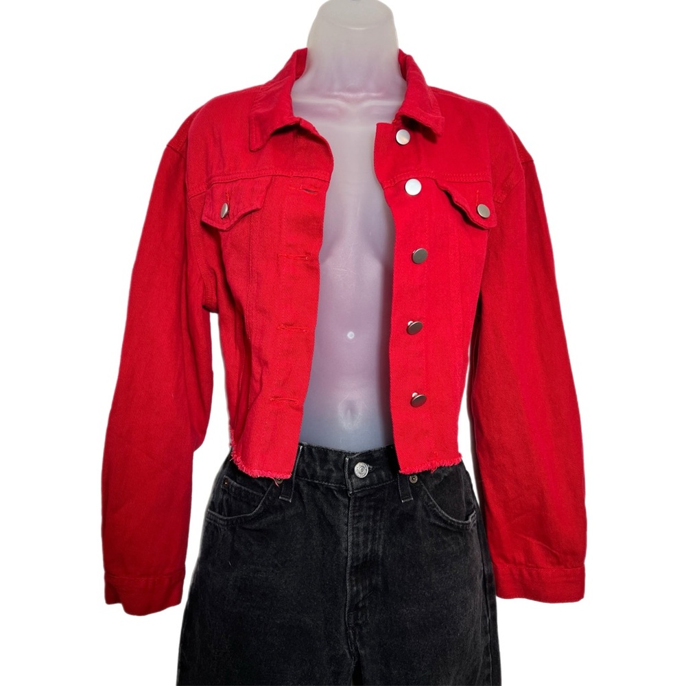 Red Denim Jacket Women’s Medium